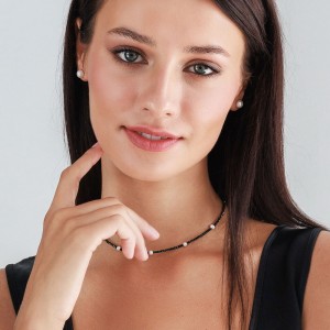 Colier cu perle naturale si spinel cu argint DiAmanti 224-93-G (Argint 925‰ 0,65 g.)